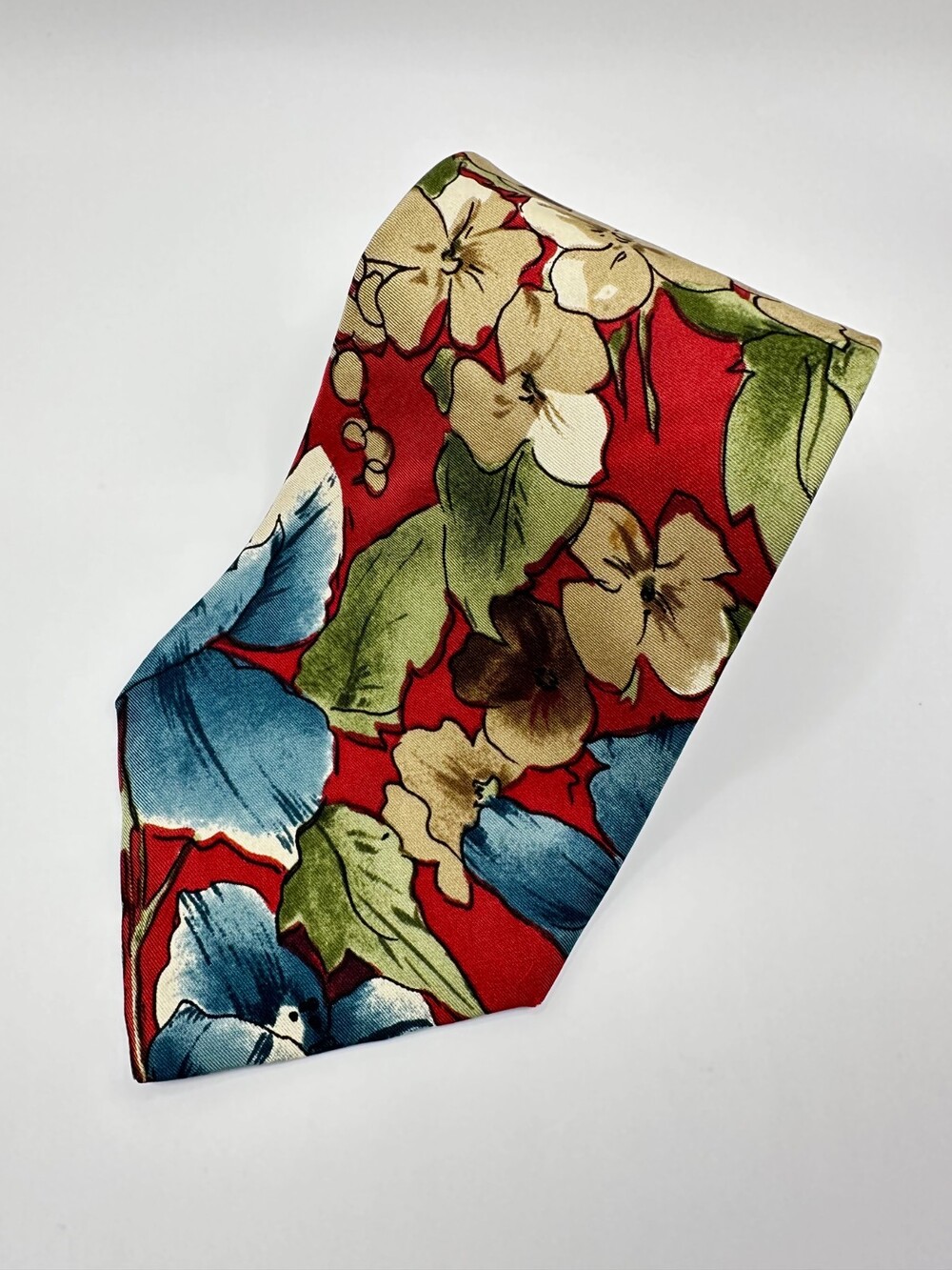 Robert Talbott Studio x Mark Shale Red Tropical Floral Silk Tie – Handmade USA